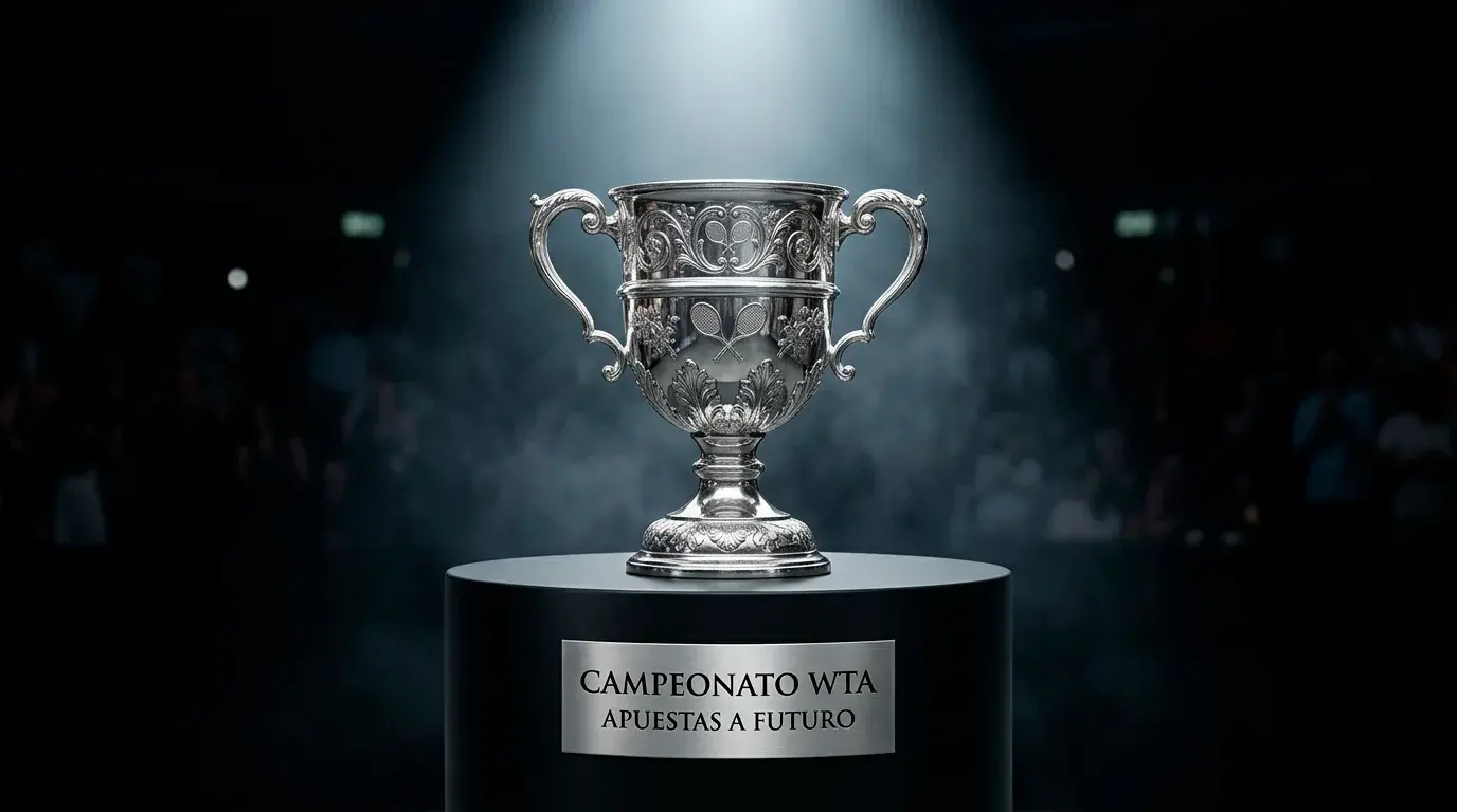 Trofeo de torneo de tenis femenino sobre pedestal
