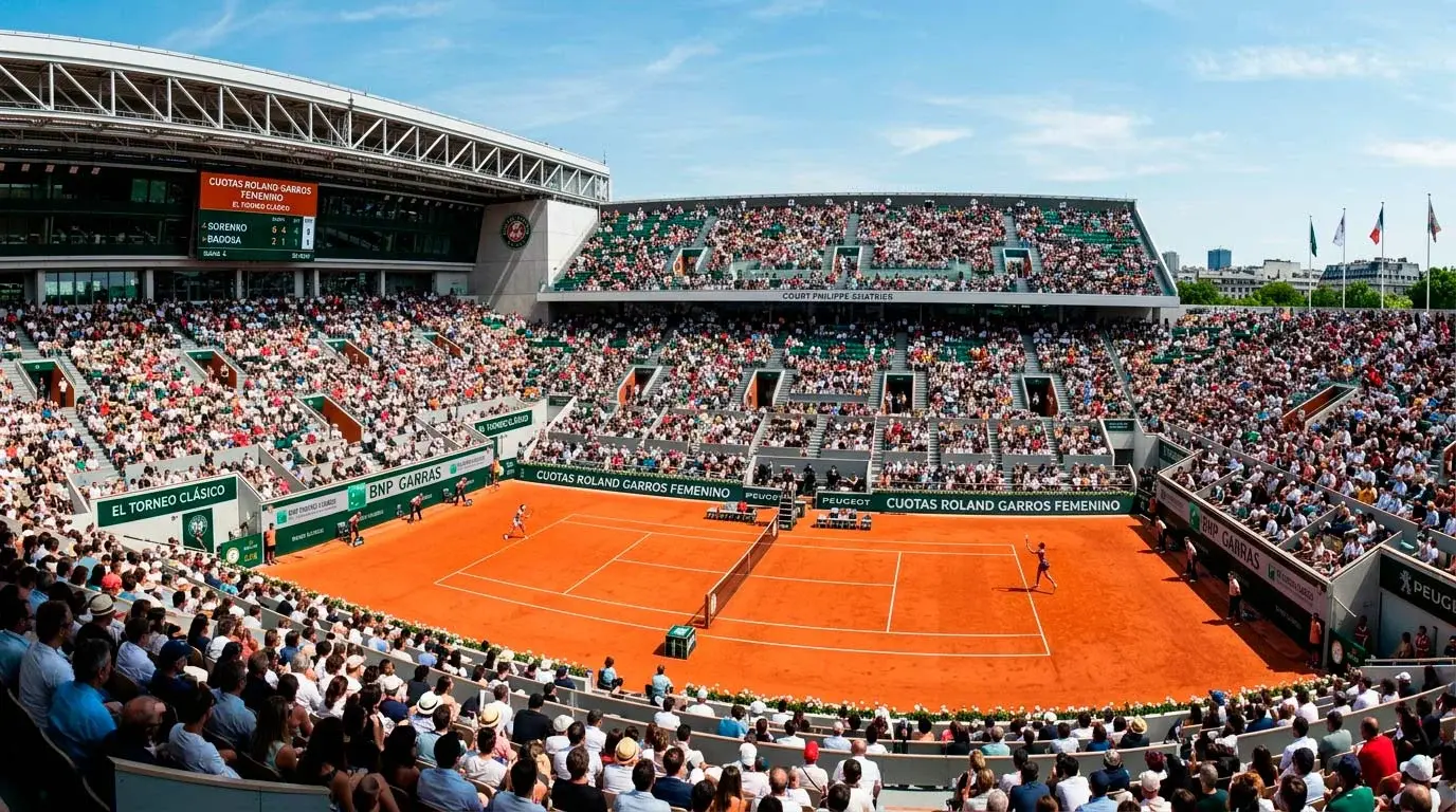 Pista Philippe-Chatrier de Roland Garros con tierra batida naranja