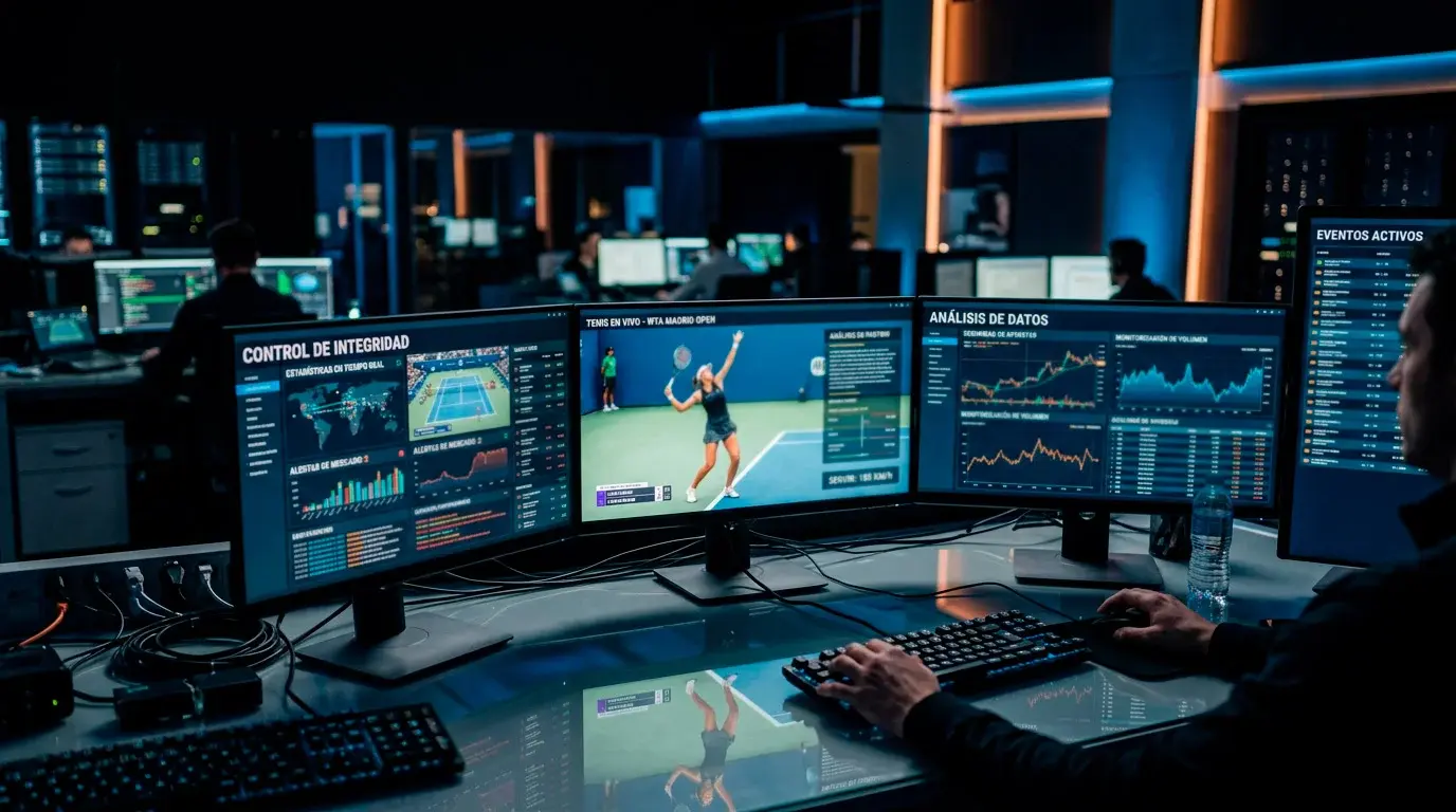 Pantalla de monitorización con datos de partidos de tenis en tiempo real